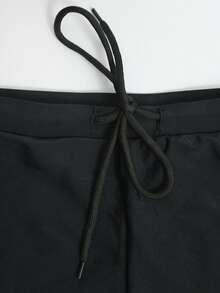 Manfinity KASUA Men Contrast Panel Drawstring Waist Swim Trunks,Hawaiian - Black - View 4