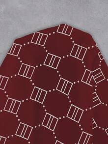 Manfinity Dauomo Men's Fashionable Casual Printed Zip-Up Polo Shirt - Burgundy - View 6