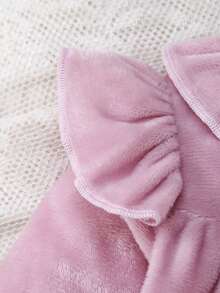 2件套女婴休闲毛绒纯色长袖上衣和裤子家居服套装 - 淡紫色 - 查看 5