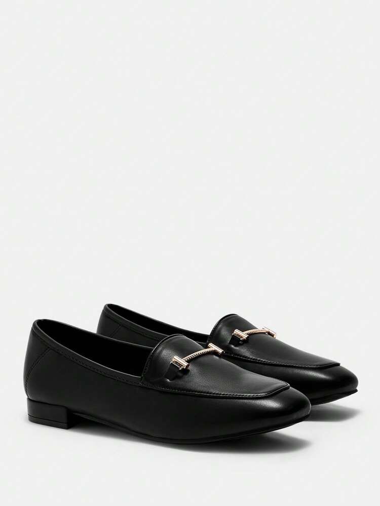 CUCCOO CURVES Femmes Chaussures plates larges à bout carré Nouvelle Mocassins Casual Enfiler, Noir, Grande Taille, Confortable et Polyvalent