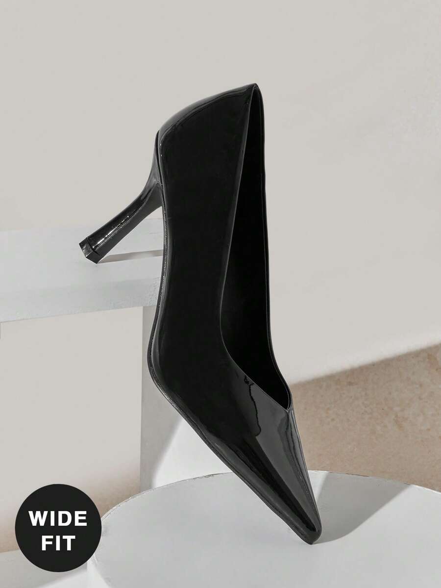 SHUZIA Women's Wide-Fit Classic Elegant Pointy Toe Stiletto Pumps