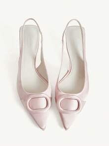 CUCCOO CHICEST Women's Pointed Toe Slip-On Stiletto Heel Backless Ankle Strap Sandals, Minimalist & Fashionable High Heels Elegant Shoes - Baby Pink - View 2