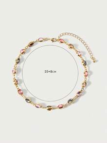 Glisma Collar de cadena para damas, moneda antigua, atuendos, elegante, piedras preciosas, premium, vintage, para mamá/mujer/niña/madre - Rosa Pálido - Ver 7