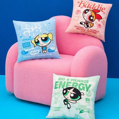 POKOJA LAND THE POWERPUFF GIRLS X 1pic Vỏ gối Powerpuff Girl dễ thương (Không bao gồm ruột gối), Vải nỉ thoải mái, 45*45cm