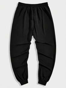 ROMWE MEN Men's Casual Gothic Style Horror Character & Cross Print Drawstring Waist Jogger Pants - Black - View 2