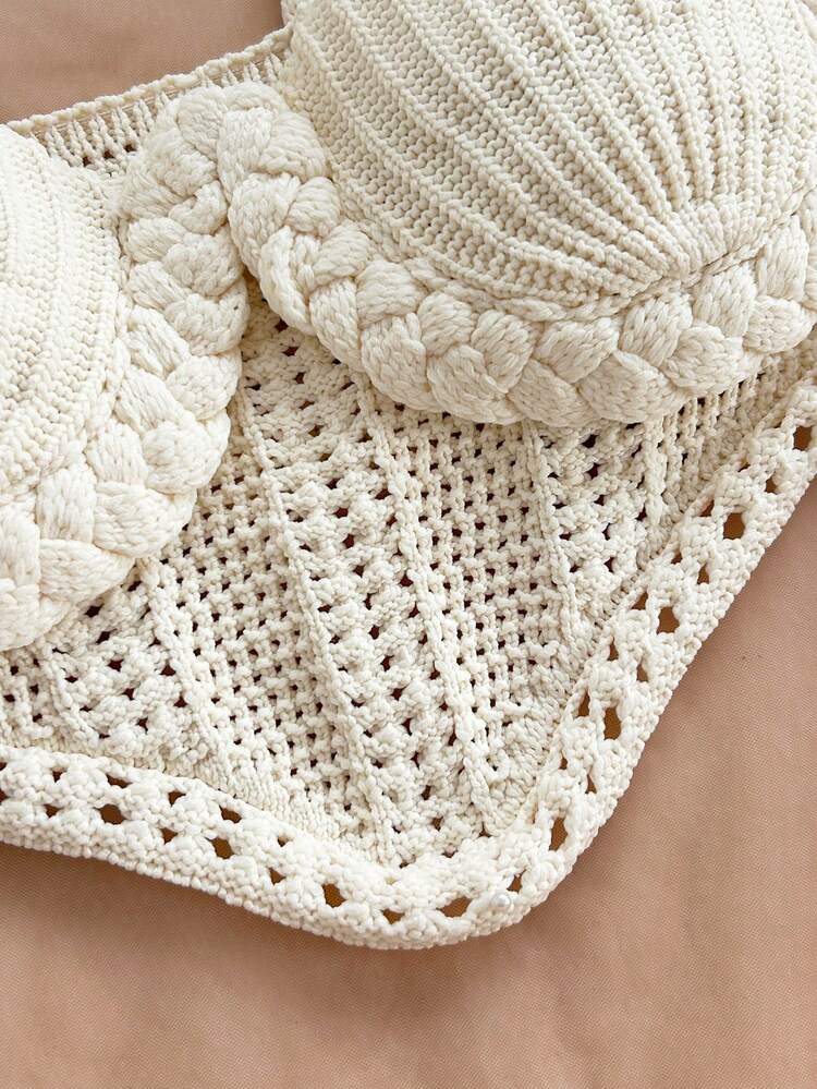 Soleia 2 piezas Conjunto de top sin espalda de crochet y falda de cintura baja sexy para vacaciones, adecuado para festival de música, estilo bohemio, vacaciones, citas, té de la tarde - Blanco - Añade 3