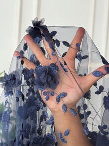 SHEIN CURVE+ Áo sơ mi nữ cỡ lớn cổ tròn tay dài, kiểu dáng thường ngày, thích hợp cho tiệc tùng, chất liệu vải bóng. - Màu xanh hải quân - Xem 8