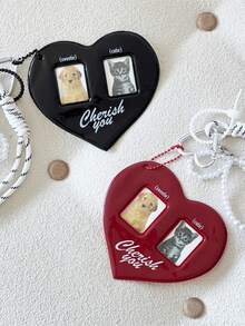 Joivida Cute Double Heart Photo Keychain | 1-Inch Durable Plastic Card Holder With Split Ring | Perfect CP Gift For Fans, Friends, Idol Lovers - Multicolor - View 3