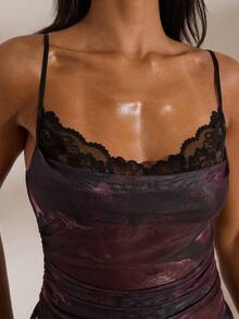 Opulessa 女士度假针织网眼印花吊带背心，修身剪裁，适合夜店、约会、夜间外出、度假、海滩、性感优雅的派对、毕业典礼、舞会、外出、春夏、情人节、狂欢节等场合，优雅上衣，适合派对、海滩、婚礼宾客、度假、休闲穿着。 - 紫色 - 查看 7