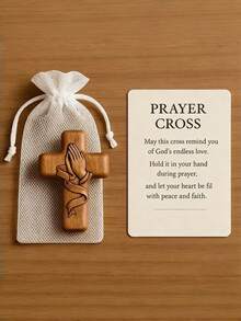 Zazumi 1 PC Handcrafted Prayer Cross Symbol Of Faith Silent Embrace Gift For Christians Believers Spiritual Home Decor Wall Hanging Ornament Christmas Easter Religious Present - Multicolor - View 1