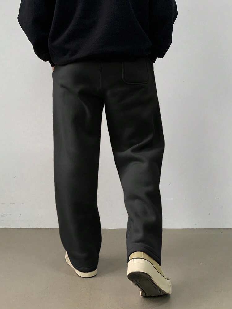 Men's Casual Loose Fleece Sweatpants, Solid Color, Autumn/Winter