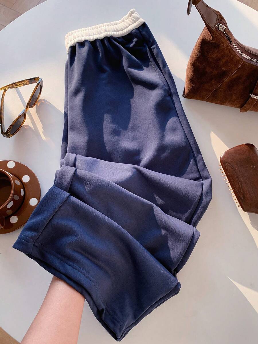 SHEIN EZwear 浅灰色 Anastasia 运动裤 - 藏蓝色 - 查看 1