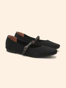 CUCCOO BASICS Women's Casual Versatile Commute Buckle Flats - Black - View 2