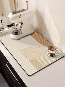 1 pieza Alfombrilla de drenaje de gel de sílice con patrón geométrico, Alfombrilla de secado de platos de cocina, Alfombrilla de barra lavable, Almohadilla resistente al calor, Protector de mesa, Decoración del hogar y la cocina, Accesorio para vajilla - Naranja - Ver 1