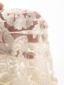 DAZY V领收腰喇叭袖层叠蕾丝下摆公主裙，优雅正式场合之选，春秋季连衣裙 - 杏色 - 查看 3