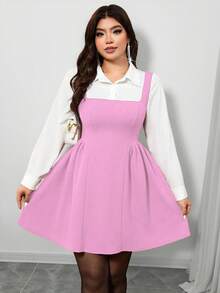 Elenzga Vestido de mujer talla grande con bloques de color y patchwork para el Día de San Valentín - Rosa - Ver 4
