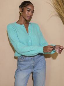 Dancing Leopard Milos Cardigan Layer Friendly Weekend Plans Brunch Plans Everyday Wear Travel Friendly Relaxed Fit Holiday Outfit City Break Wedding Guest - Teal Blue - View 4