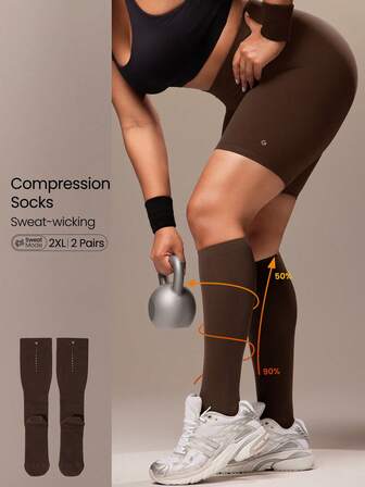 GLOWMODE SweatMode Glow Grip Plus Size Sweat-Wicking High-Stretch Seamless Breathable Mesh Reflective Print Compression Tube Socks Pack Daily Active