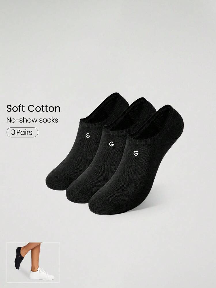 3 Pairs Invisible No-Show Socks Walk A Mile Soft Grip Daily Studio Workout Gym