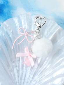 ROMWE Kawaii 1 Stück süßer und stilvoller Silberstern, weiße Kunstperle, rosa Kunstkristall, Cut Out Schleife, Harz-Sternanhänger zum Selbermachen als Schlüsselanhänger, Taschenanhänger, Becherhänger, Handyanhänger, inklusive Handyhalter-Aufkleber, geeignet für Frauen, Mädchen, Alltagsgebrauch, Geschenk zu Feiertagen - Rosa -1 - Übersicht 3