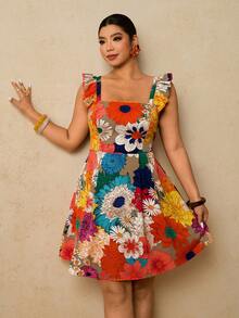 Travachic Plus Size Women's Backless Floral Print Sexy Dress, Summer - Multicolor - View 3