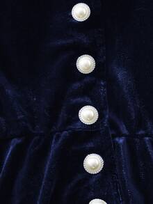 GlowEve CURVE Áo kiểu nữ cỡ lớn màu đen thanh lịch bằng nhung, cổ yếm, chữ V, tay phồng, dài tay, thích hợp cho hẹn hò, dự tiệc, mùa thu/đông. - Màu xanh hải quân - Xem 6