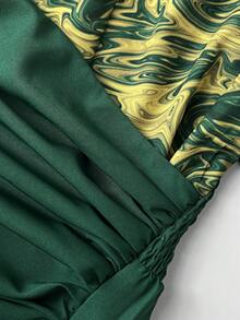 Maweii Đầm ôm dáng thanh lịch, trễ vai, tay phồng, xếp ly dành cho nữ cỡ lớn - màu xanh lá - Xem 7