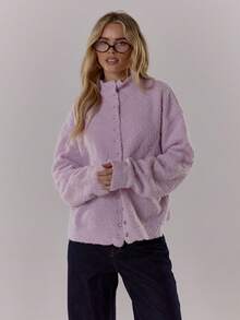 MUSERA 高领蓬松针织长袖开衫，优雅可爱性感街头风，适合夜间外出、冬季晚宴派对等场合。 - 紫丁香色 - 查看 5