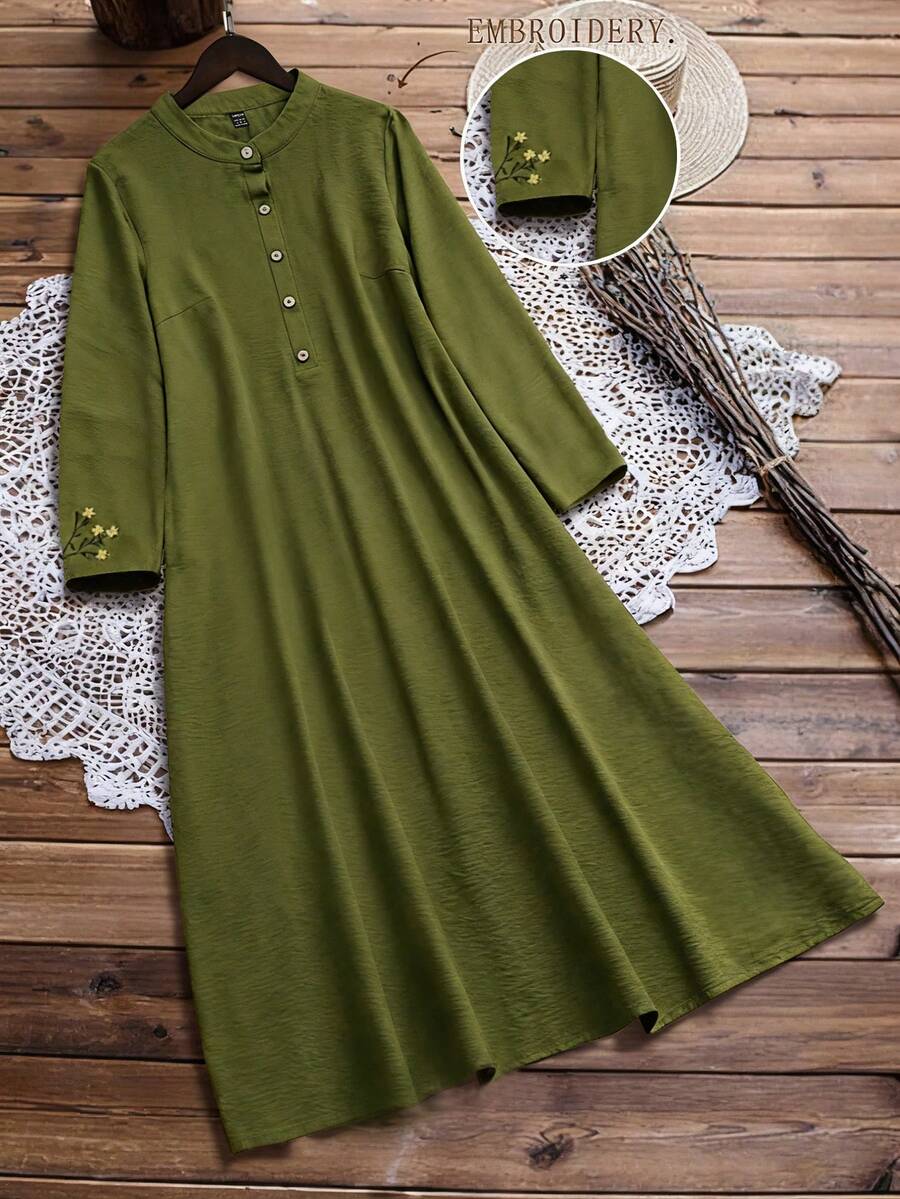 Linhara 大码编织优雅秋季女装 - 綠色 - 查看 1