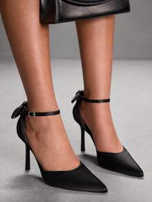 CUCCOO SZL Women's Pointed Toe Buckle Design Fashionable High Heels, Versatile For Daily Wear For Christmas - Black - View 9