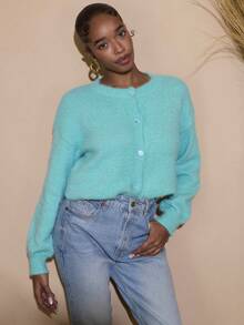 Dancing Leopard Milos Cardigan Layer Friendly Weekend Plans Brunch Plans Everyday Wear Travel Friendly Relaxed Fit Holiday Outfit City Break Wedding Guest - Teal Blue - View 5