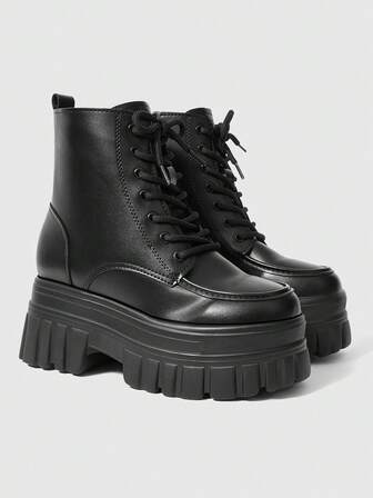 Goth Stivaletti alla caviglia da donna con suola spessa e versatili per l'uso quotidiano