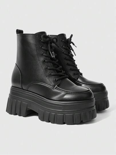 Goth Stivaletti alla caviglia da donna con suola spessa e versatili per l'uso quotidiano