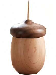 Madebyblanc Hộp đựng tăm, hộp tăm hình quả sồi dễ thương, di động, có nắp đậy, hộp phân phối tăm mini dùng cho gia đình, nhà bếp, bàn làm việc - Hộp đựng tăm bằng gỗ tự nhiên, ý tưởng quà tặng độc đáo - Nhiều màu - Xem 5