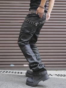 Manfinity EMRG Men's Casual Versatile Simple Solid Color Jeans - Black - View 6