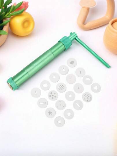 Clay Extruder With 20 Disc Designs Pottery Sculpture Modeling Fondant Cake Tool Polymer Clay Craft Gun Sculpting Cake Tool