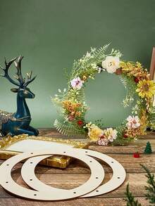 2 Stück Weihnachtskranz, Holzkranz Rahmen für Basteleien, Dicke Holzkranz Ringe mit vorgefertigten Löchern, unfertige Blumen Hoop Ringe für DIY Weihnachten, Hochzeit, Feiertage, Kranz, Wand, Heim Handwerk Dekoration, Heim Dekoration, Weihnachtsdekorationen, Raumdekoration