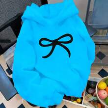 Mujer sudadera casual con capucha estampado lazo diseño holgado cuello redondo manga larga uso diario ocio - Azul cielo - Ver 1