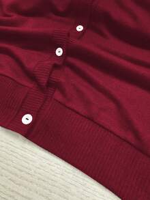 Resyla 女士秋冬新款爱心印花圆领长袖针织衫，常规尺码和大码尺码 - 酒紅色 - 查看 3