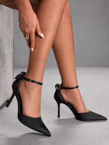 CUCCOO SZL Women's Pointed Toe Buckle Design Fashionable High Heels, Versatile For Daily Wear For Christmas - Black - View 10