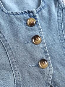 Bộ 2 món áo khoác denim và quần ống rộng cho bé gái - Rửa nhẹ - Xem 8