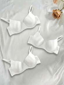 Brasier para mujer estilo sencillo sexy, diseño realzador, tela suave y lisa, ajuste medio corto, para cualquier temporada y ocasión en casa o descanso - Blanco - Ver 2