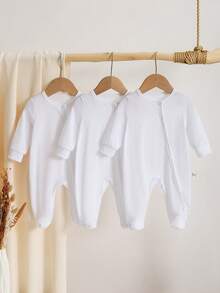 3pcs/Set Newborn Baby Rompers, Long Sleeve Footed Jumpsuit Bodysuit Pajamas