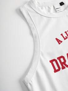 Mean Girls | SHEIN Women's Casual Everyday Commute Fashion Street Slogan Pattern White Tank Top, Summer - White - View 4