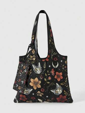 Grunge Punk 1 Stück Shopper mit Münzbeutel, geeignet für Studenten/Einkaufen/Reisen