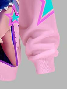 两件套韩流印花上衣，女童圆领卫衣和打底裤套装，时尚休闲，适合秋冬季穿着