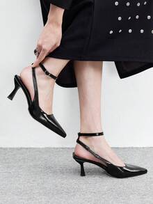 CUCCOO BIZCHIC Women's Pointed Toe Buckle Design Everyday Versatile Fashion High Heels - Black - View 5