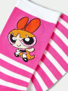 THE POWERPUFF GIRLS X SHEIN 女士船袜 - 玫紅色 - 查看 4