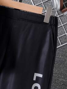 Vacaura 2pcs Boys' Casual Sports Set, Gradient Purple Black White Short Sleeve Round Neck T-Shirt And Loose Drawstring Pants With LOS ANGELES Letter Print, Gradient Dyeing Technique, Suitable For Daily Sports And Urban Casual Wear, Spring/Summer - Multicolor - View 5