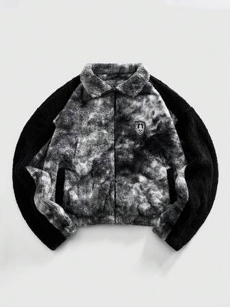 Street Life Giacca reversibile da uomo in pile con stampa acquatica e effetto tie-dye